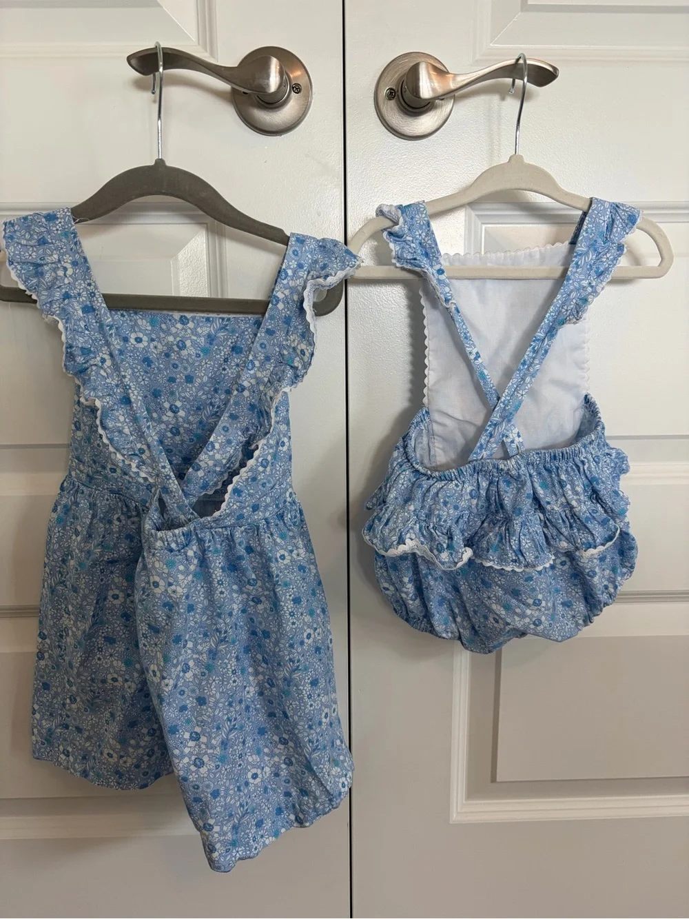 Little English Light Blue Floral Dress & Romper Set